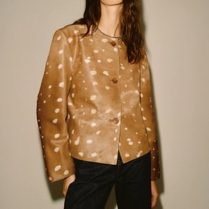 Printed Collarless Jacket
